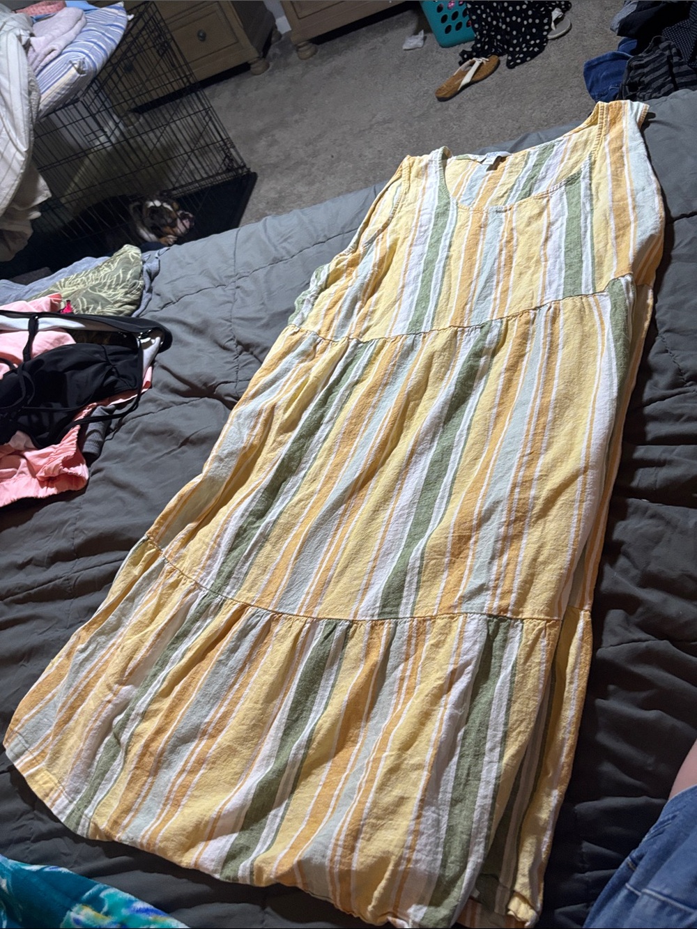 Yellow Striped Tiered dress - Lightweight Summer dress